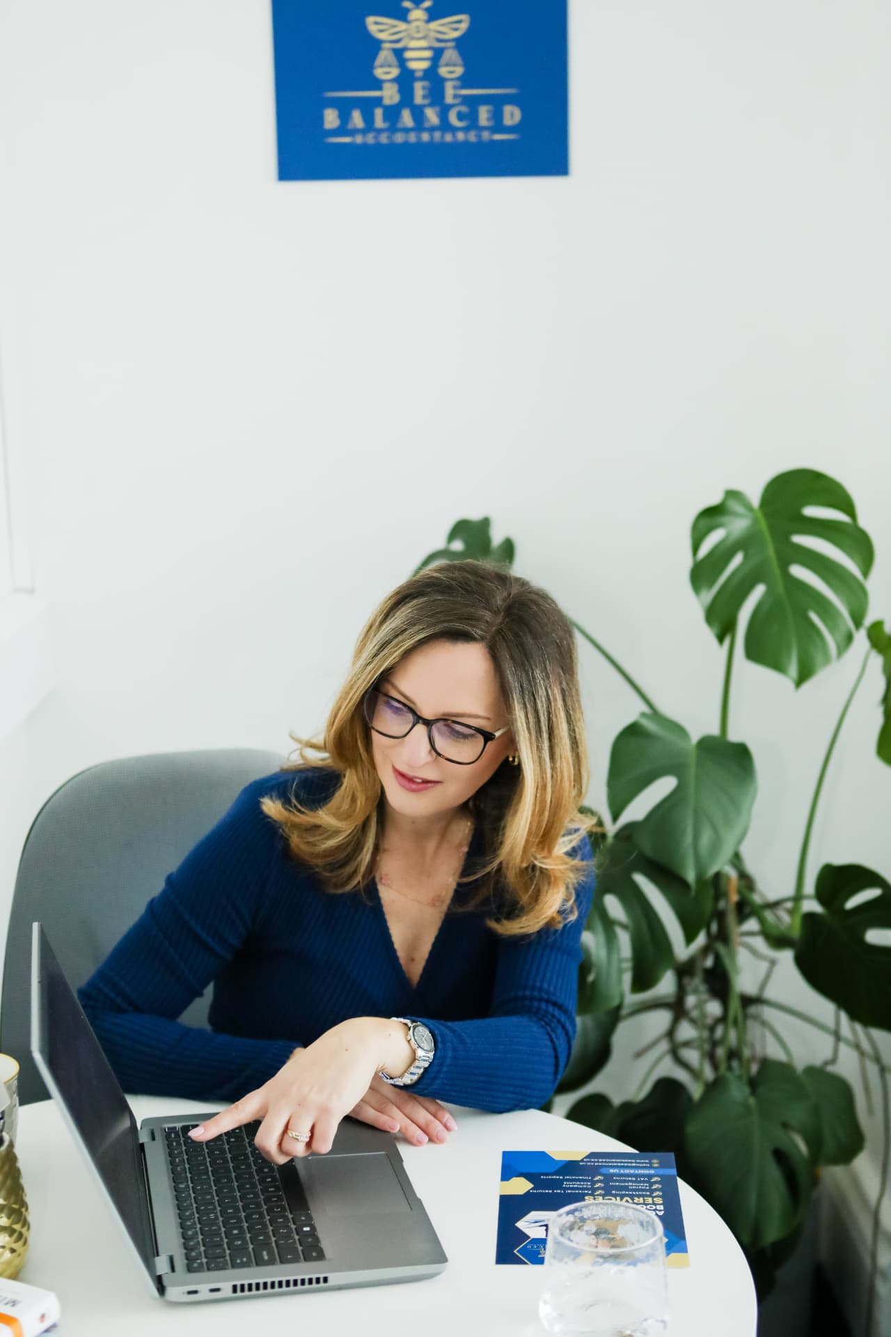 Fanni, founder of Bee Balanced, at work in the Didsbury office